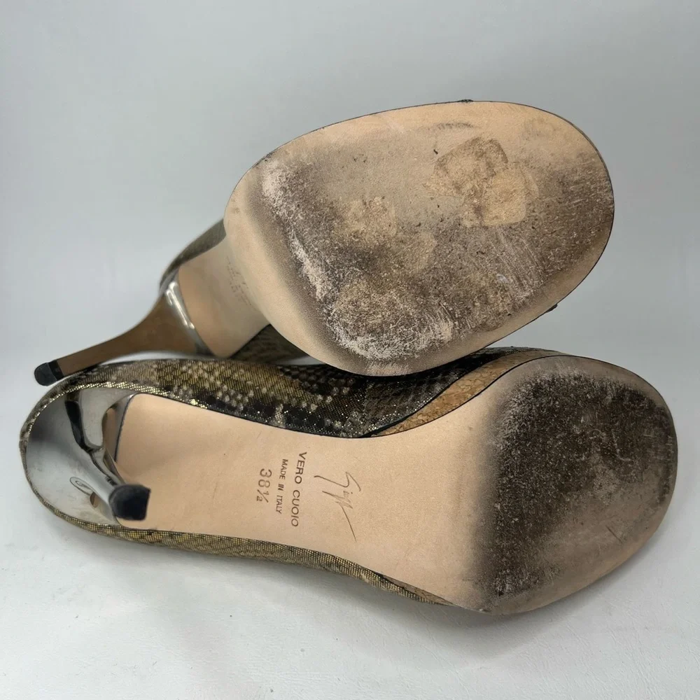 GIUSEPPE ZANOTTI DESIGN Made in Italy 🇮🇹 GENUINE LEATHER Snakeskin Heels‎ 38.5